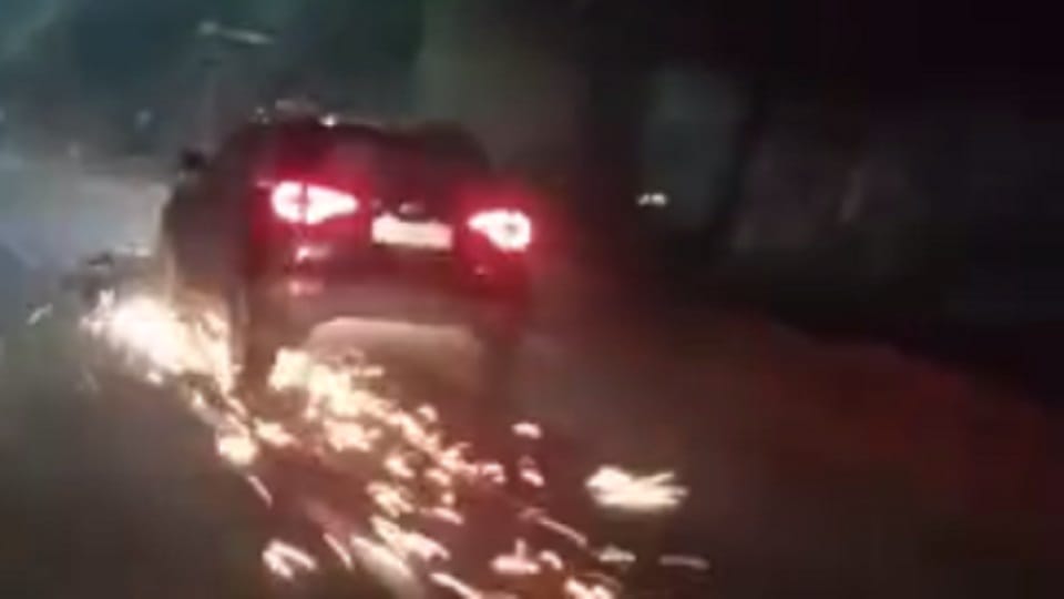 Ghaziabad: Speeding car hit bike riders, driver dragged bike for 1 km