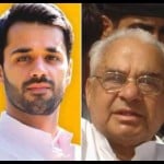 भव्य बिश्नोई, भजन लाल व कुलदीप बिश्नोई की फोटो।
