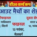 टी20 विश्व कप 2022 में सेमीफाइनल और फाइनल मैचों का शेड्यूल