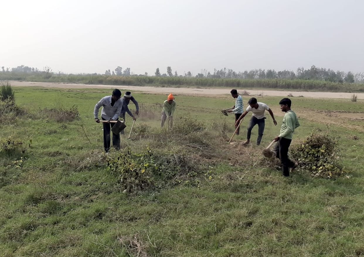 Cleaning done at the Ghat of Ramganga river for Ganga bath