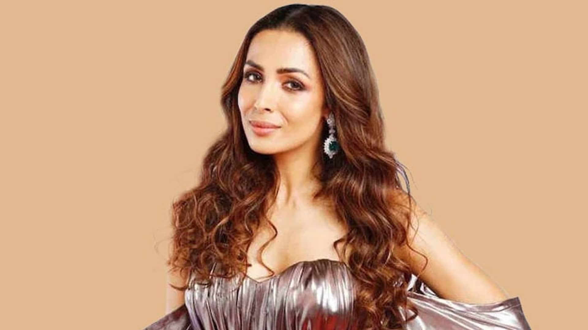 malaika arora stuns in black leather pant and matching bustier with fur coat