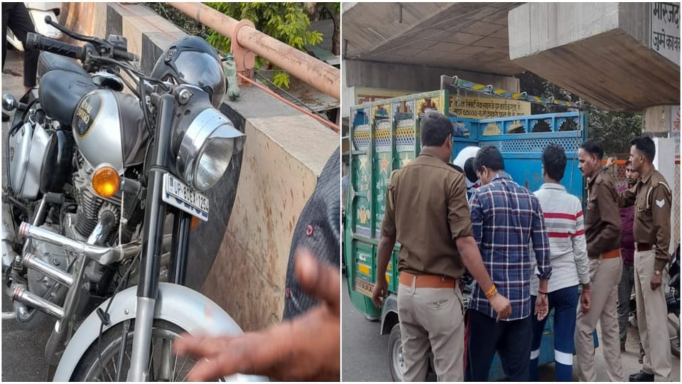 Bullet bike and garbage car collided young man fell from the flyover died in agra