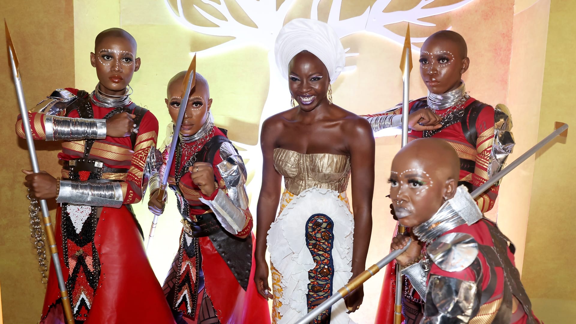 Black Panther 2 marvel cinematic universe film stars spotted at the African Premiere of movie in Lagos Nigeria