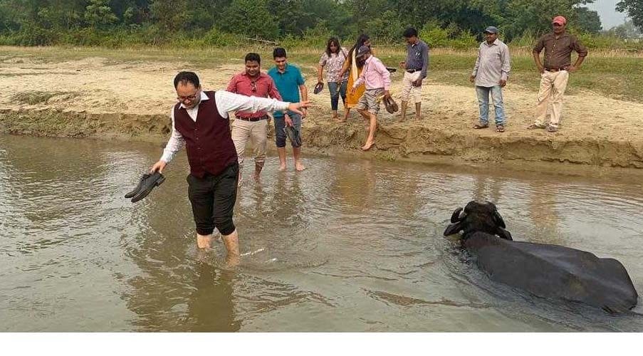 The judge reached by crossing the drain, gave legal information