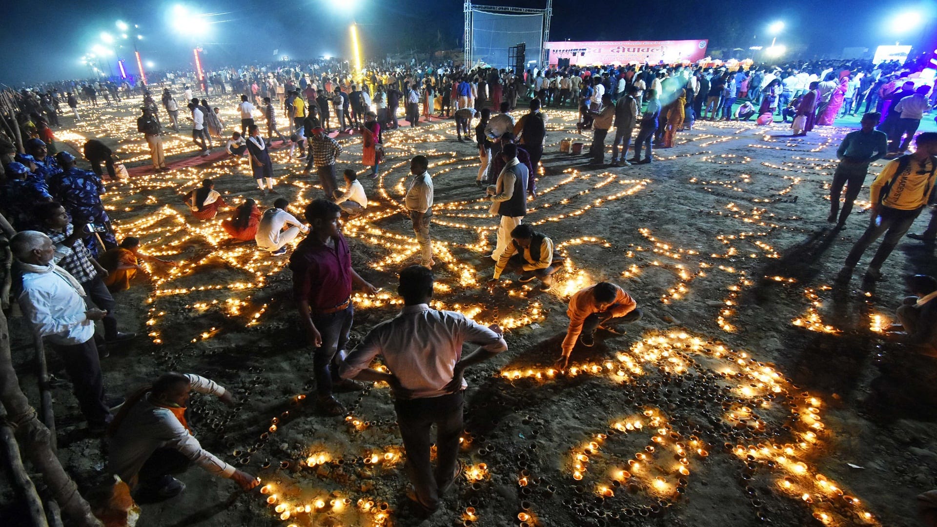 Dev Deepawali In Sangam sky of expressions created constellation of lamps on the sands