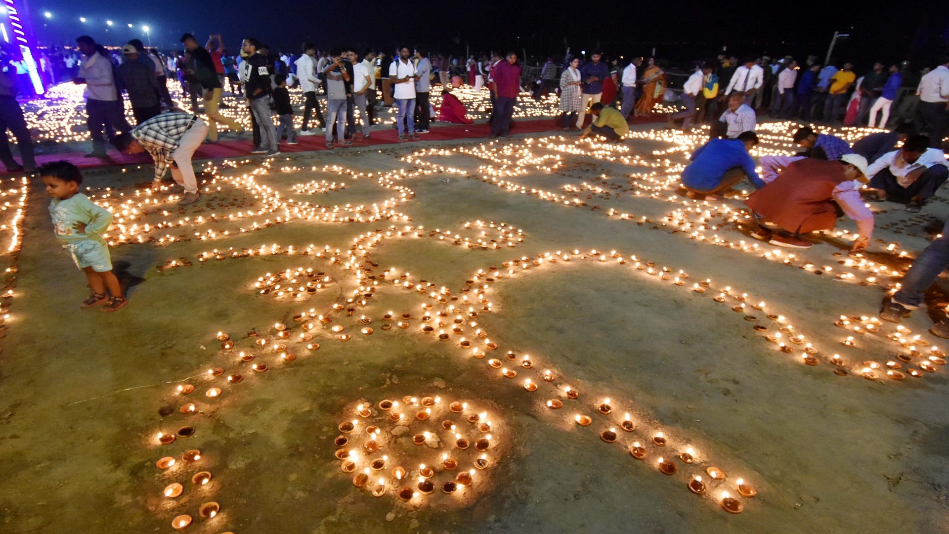Dev Deepawali In Sangam sky of expressions created constellation of lamps on the sands