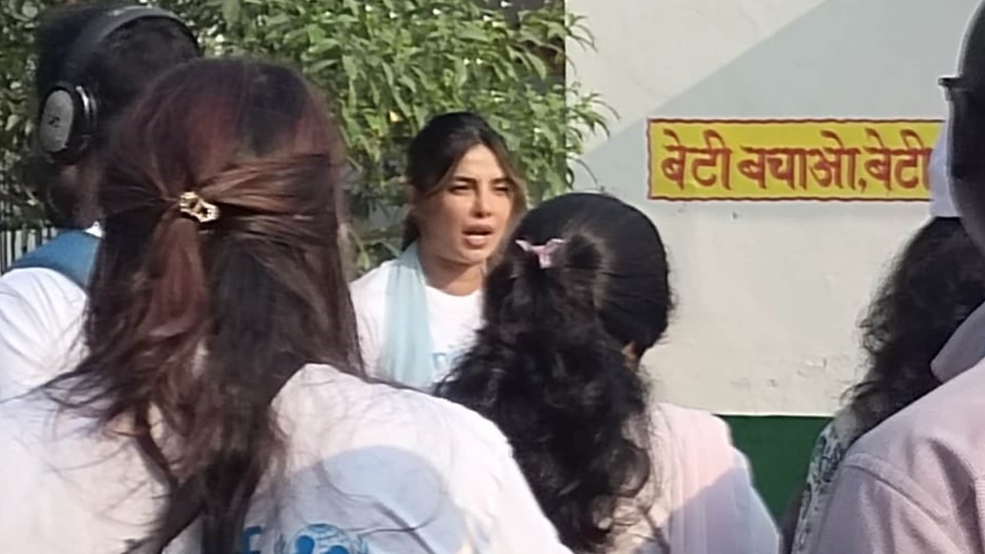 Pics of Priyanka Chopra in a Anganbadi Kendra in Nigoha.