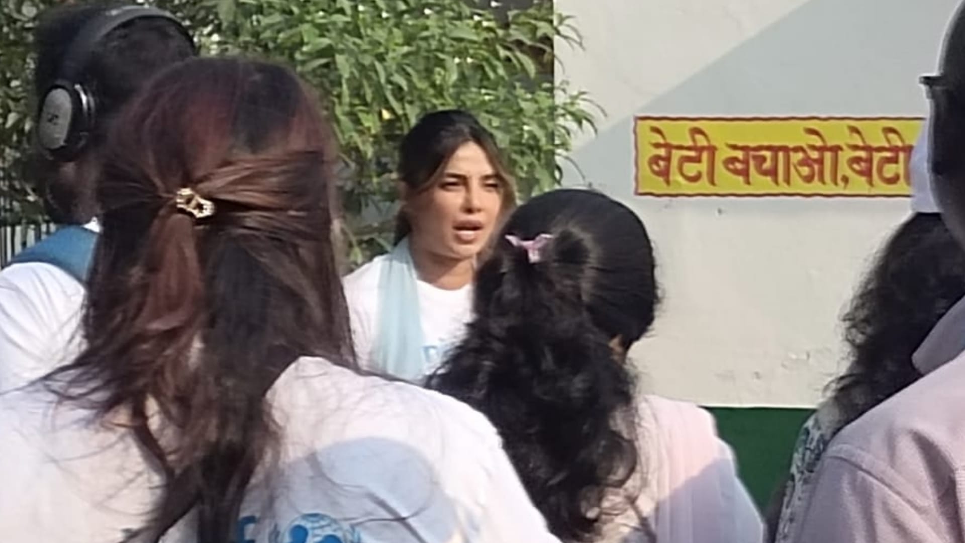 Pics of Priyanka Chopra in a Anganbadi Kendra in Nigoha.