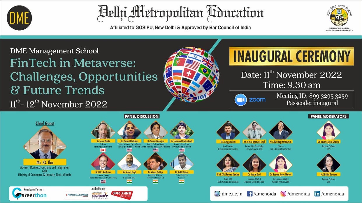 GSMC 2022 DME Management School Global Strategic Management Conference FinTech in Metaverse begin November 11