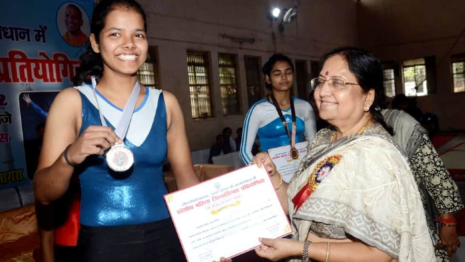 Prayagraj Shraddha became the all-round champion in the state women gymnastics competition in Agra