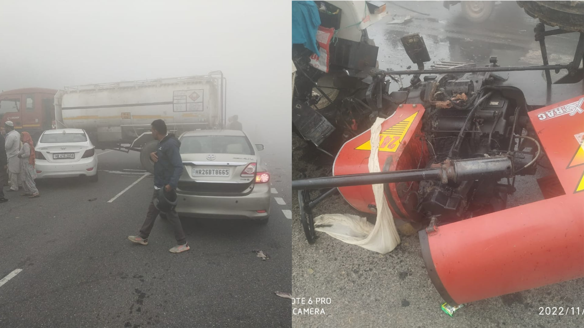 Jind: Five vehicles collide due to smog on Hisar-Chandigarh and Delhi-Patiala highways