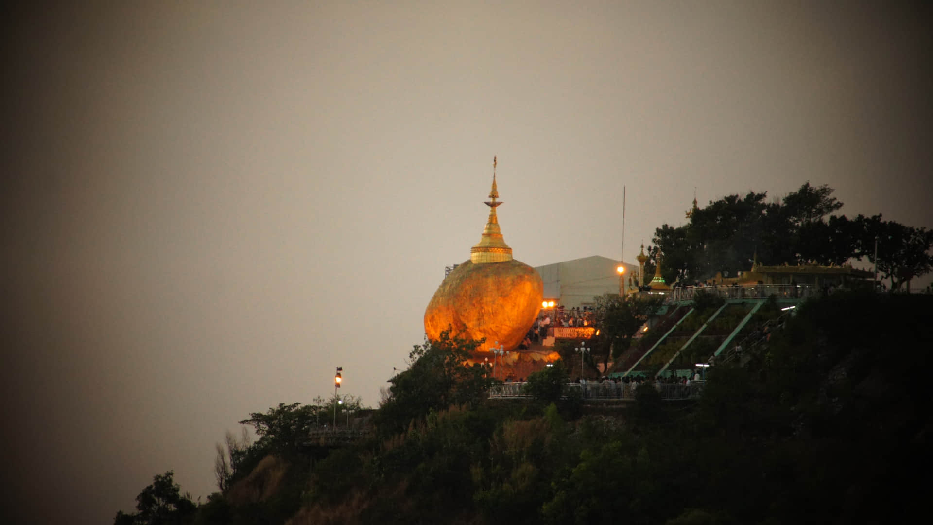 Kyaiktiyo Pagoda buddhist pilgrimag is believed to balance in hair of lord buddha defies gravity myanmar
