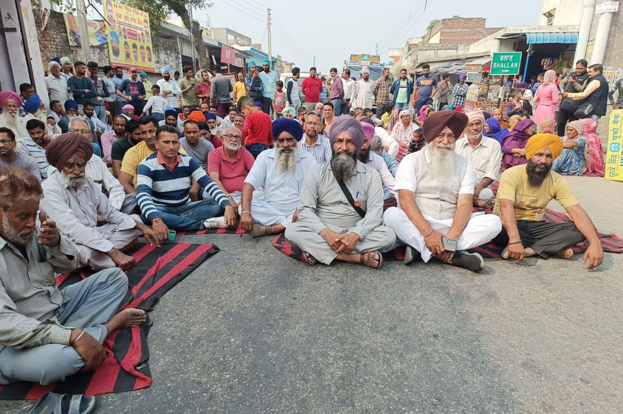 Nangal-Bhalan main road blocked on protest against mining