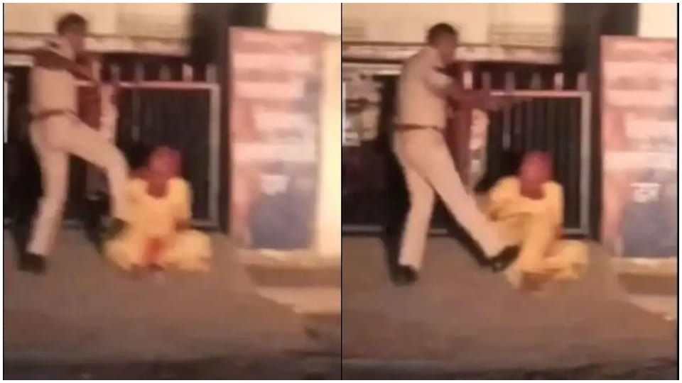 Pali police head constable kicked elderly woman rajasthan video viral