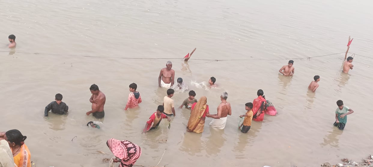early in the morning took bath due to lunar eclipse