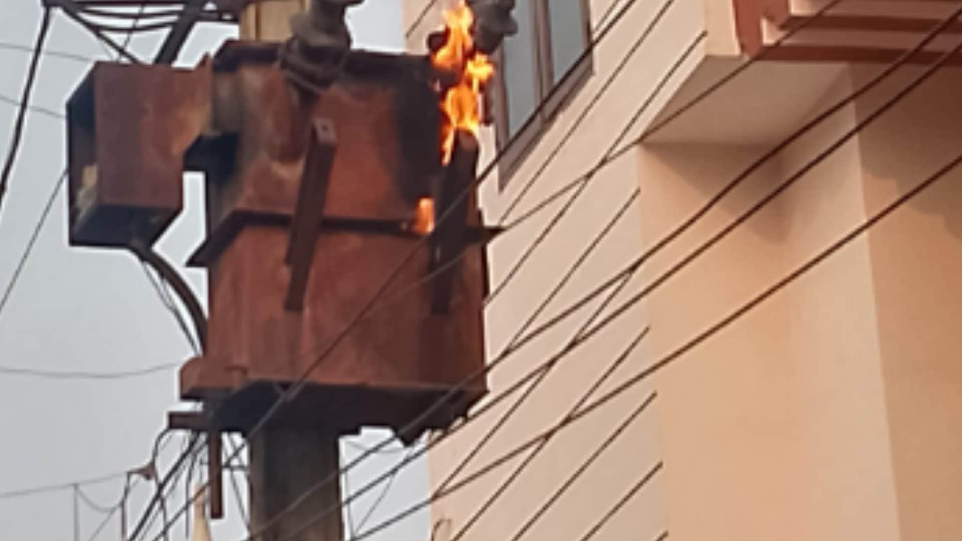Fire break out in transformer, current ran in the houses of the colony, see pictures