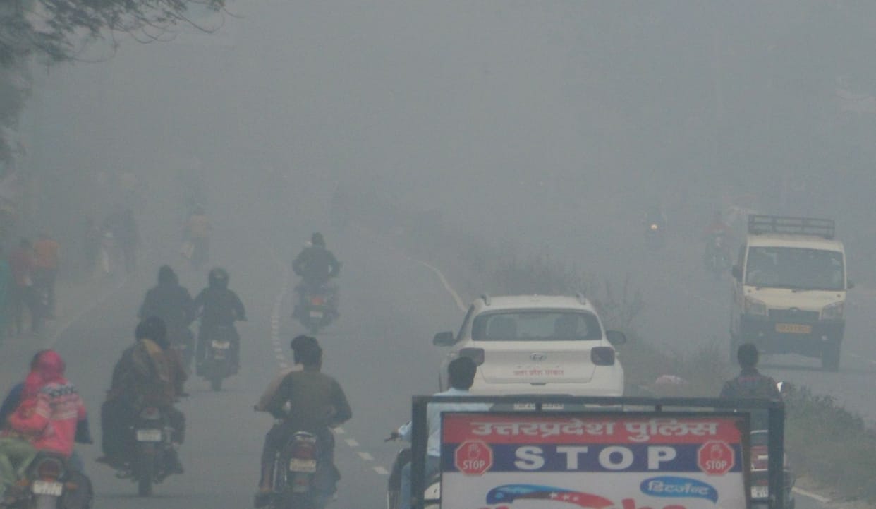The weather changed, fog in the sky