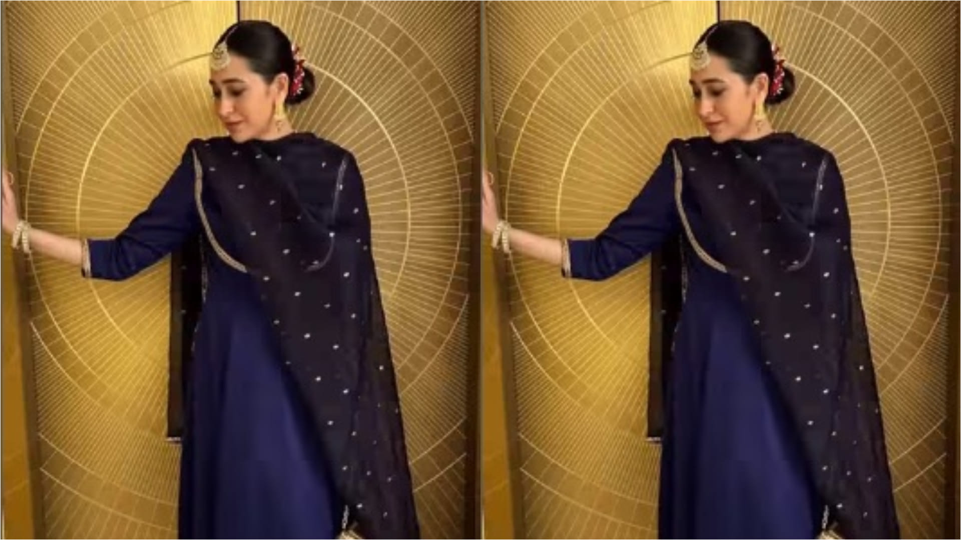 karisma kapoor perfect wedding guest in ivory saree from manish malhotra in monaco
