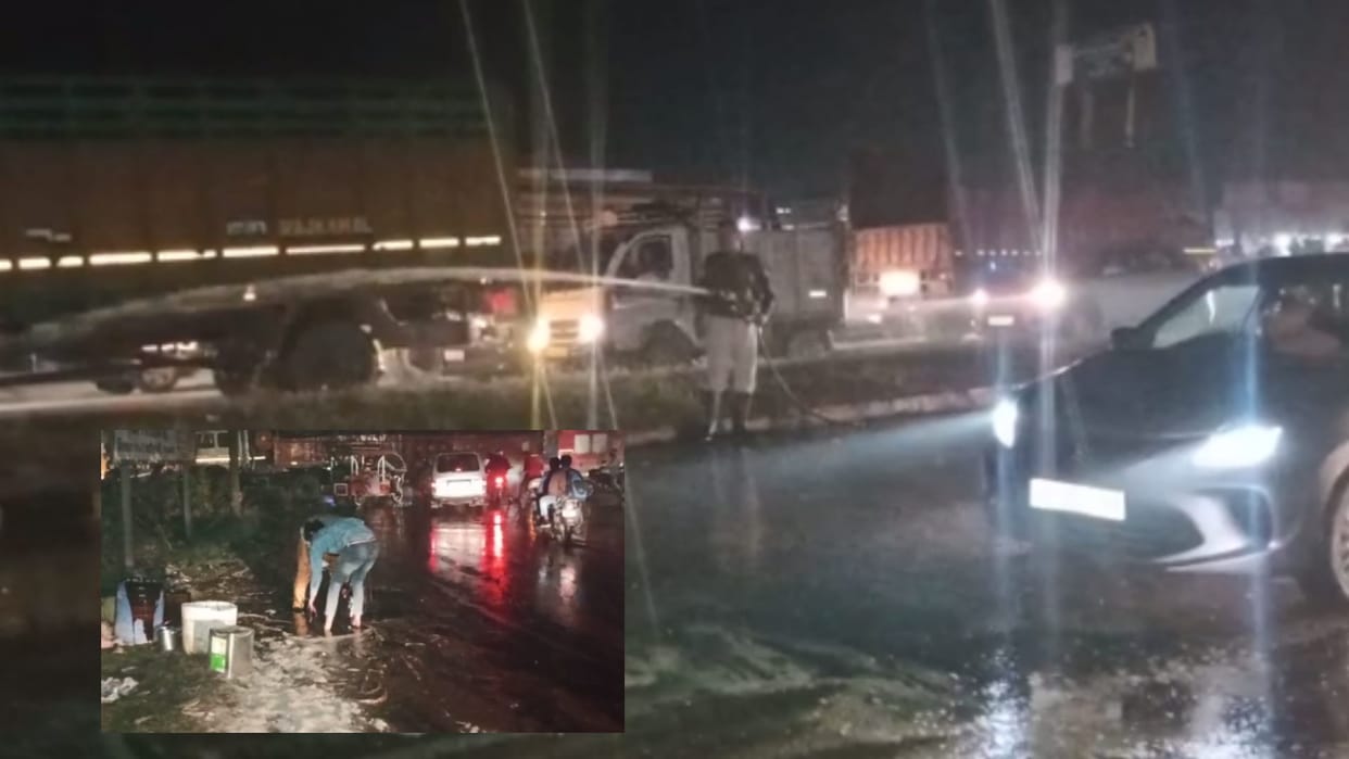 Molasses tanker overturns on Delhi-Dehradun highway in Muzaffarnagar, road jammed