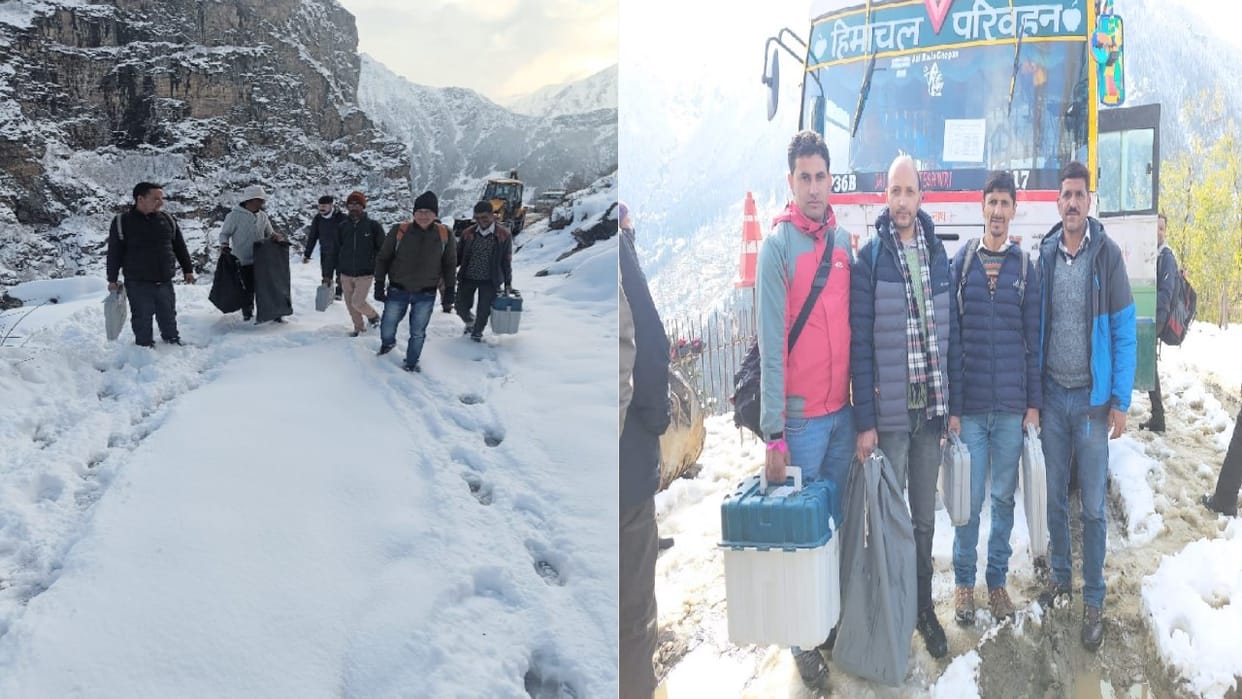 himachal election 2022 Polling party reached the polling station by walking 14 km in one foot, Tshigang, the