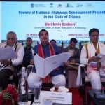 Union Road Transport & Highways Minister Nitin Gadkari with Tripura Chief Minister Manik Saha, Union