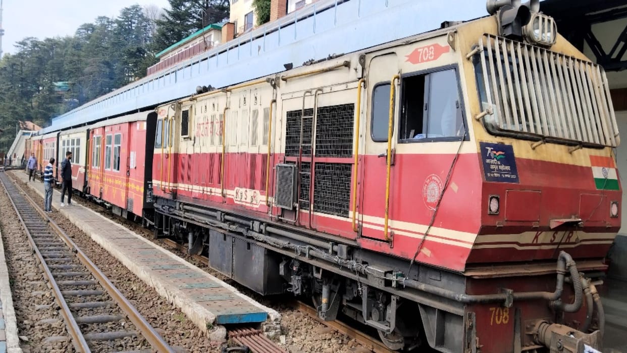 Two EMU local trains graze each other outside Sealdah station today
