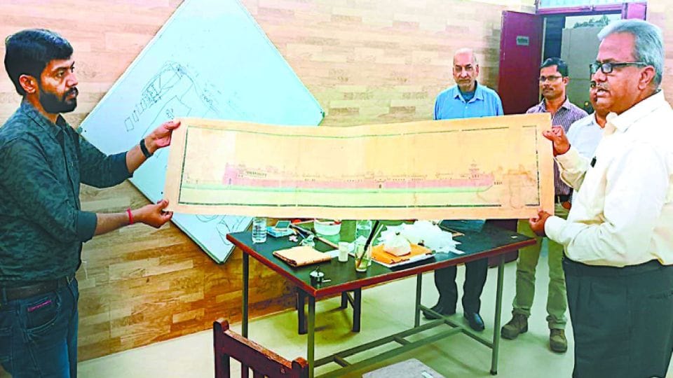 map of Red Fort and Prithviraj Raso saved in Dr. Bhimrao Ambedkar University Agra