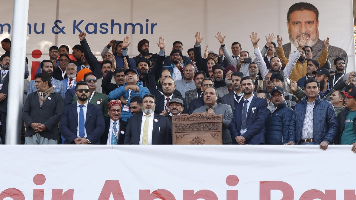 Jammu Kashmir apni party cheif altaf bukhari organized mega rally in Srinagar