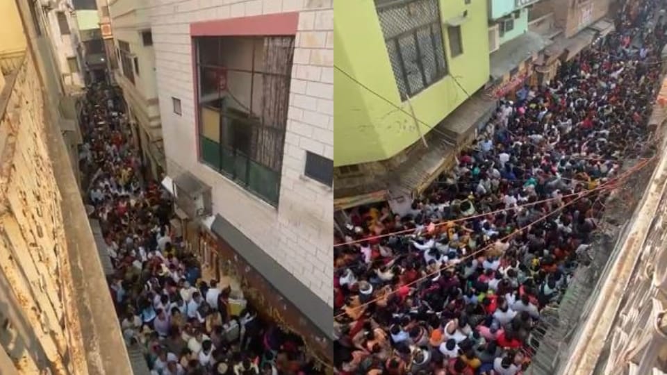 Two km long queue of devotees for darshan of Thakur Banke Bihari in Vrindavan