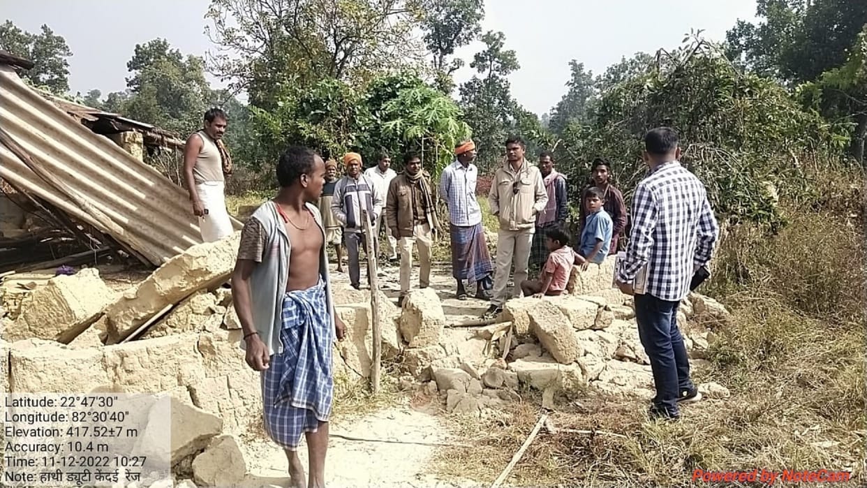 elephants destroy houses, kill cattle in chhattisgarh korba