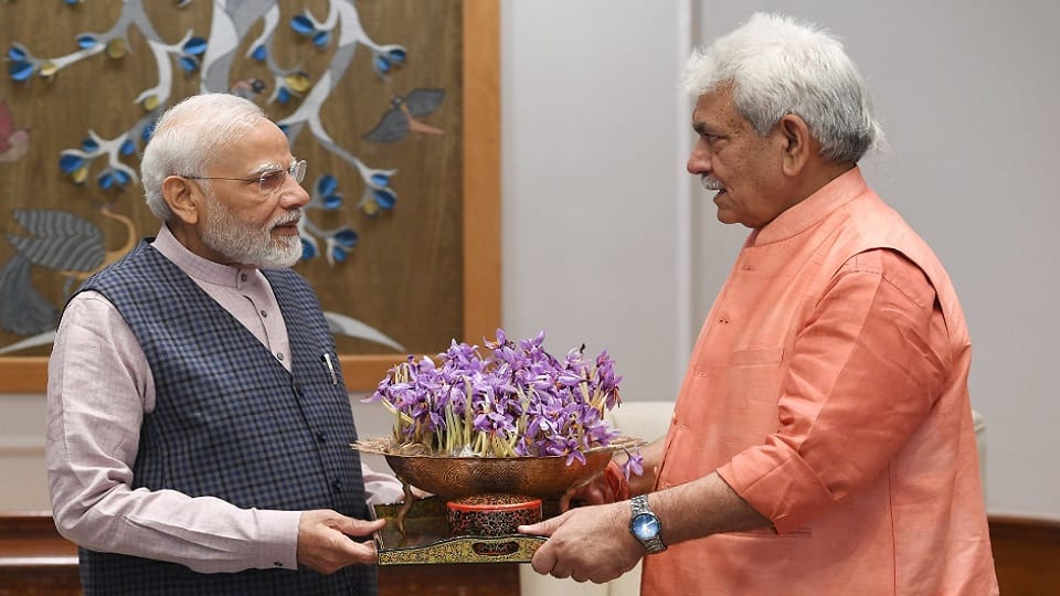 Jammu Kashmir LG Manoj Sinha met PM Narendra Modi and dm rajnath singh