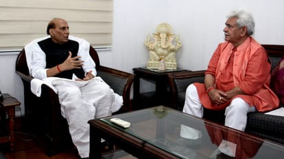 Jammu Kashmir LG Manoj Sinha met PM Narendra Modi and dm rajnath singh
