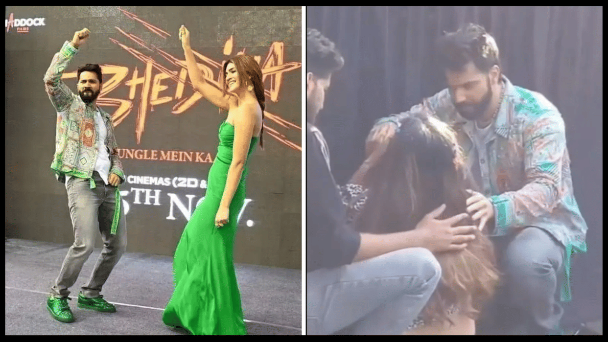bhediya actor varun dhawan helpes fan who fainted at the promotional event video goes viral
