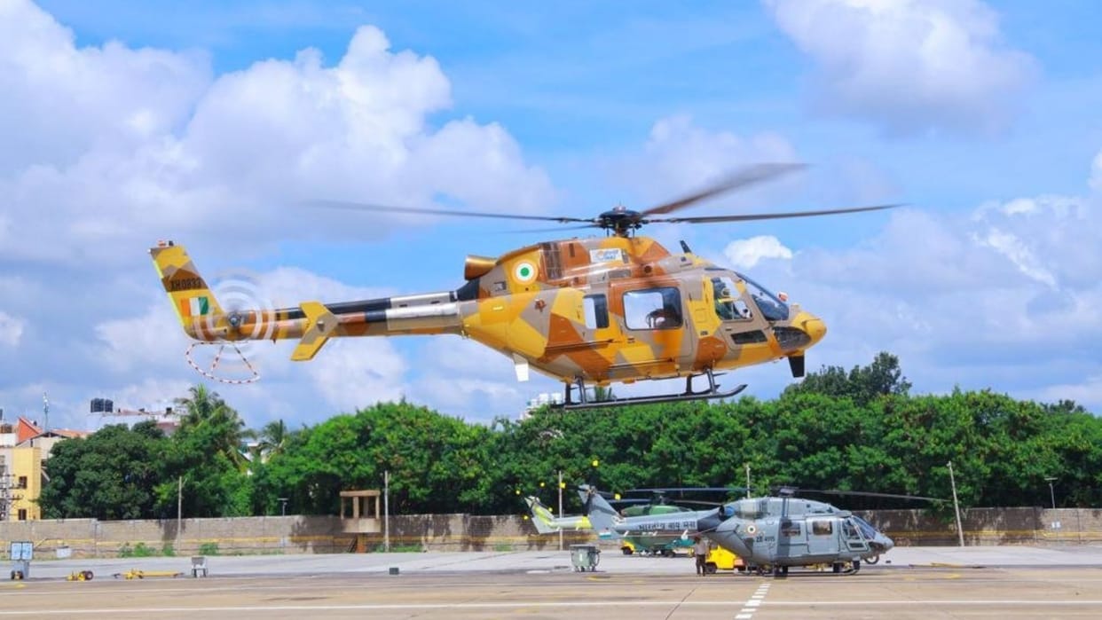 ICG chief VS Pathania undertook his maiden sortie in indigenous Light Utility Helicopter in Bengaluru