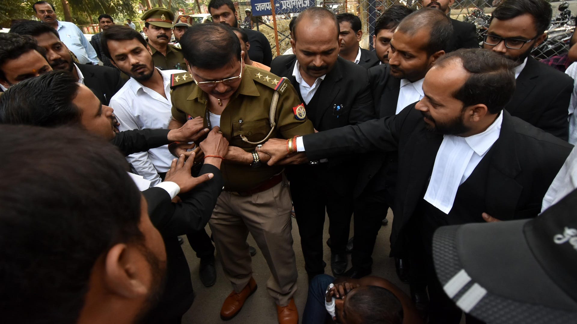 Angry students sit on dharna at police station demanding arrest of accused