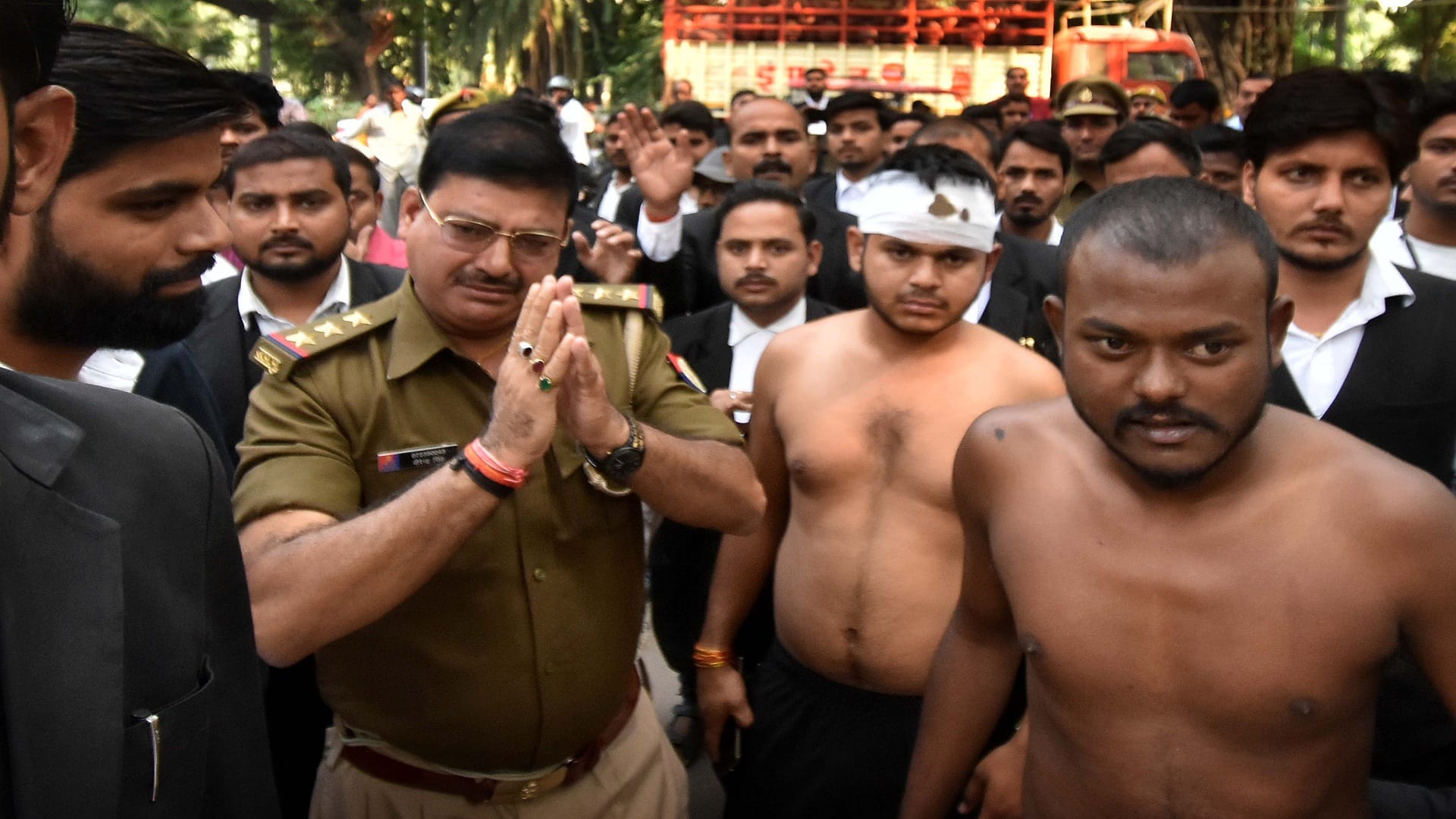 Angry students sit on dharna at police station demanding arrest of accused