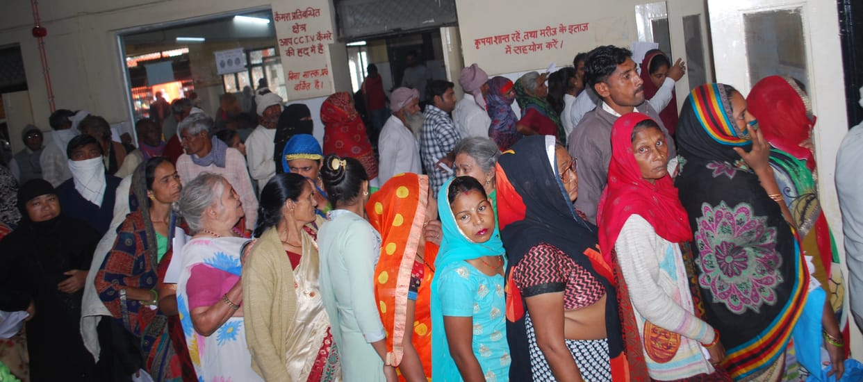 Crowd of fever patients in the district hospital