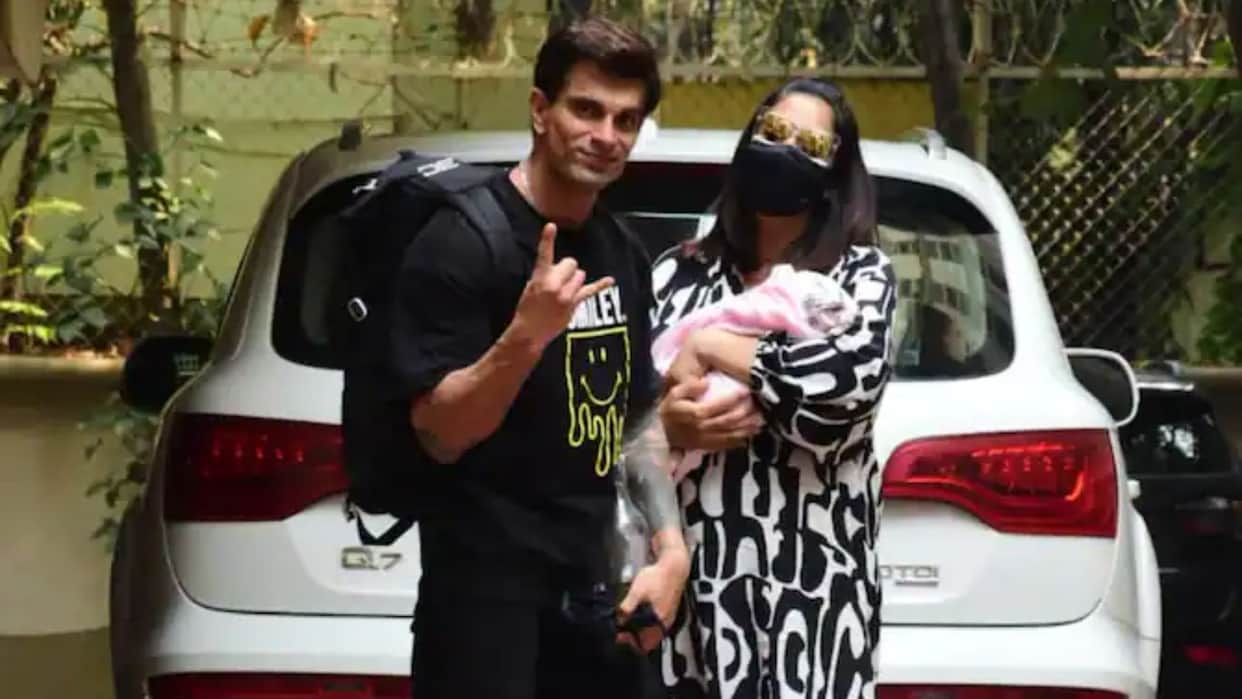 bipasha basu discharged from hospital spotted outside her home with baby girl and husband karan singh grover