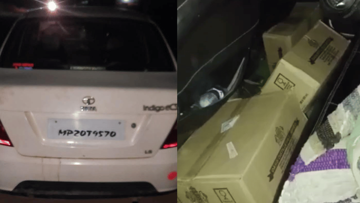 MP News: Illegal liquor was being transported in the car, the accused fled leaving the car when police raided