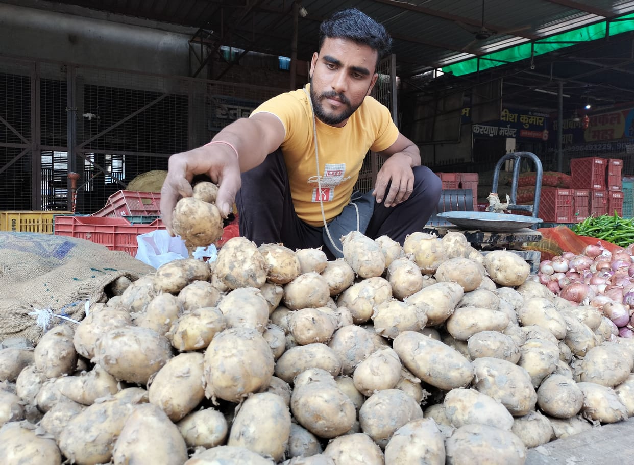 New potato coming from Punjab, selling 15 rupees more than the old one