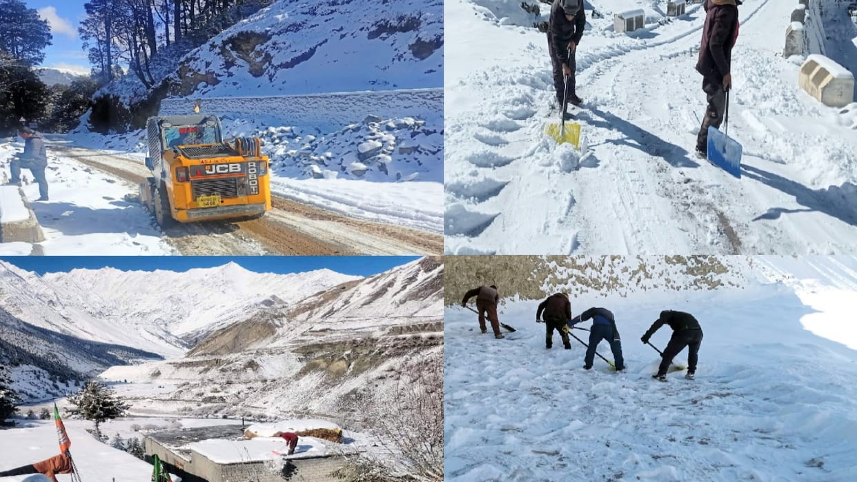 Himachal Weather, Due to snowfall the Granphu-Kaza-Samdo and many other roads closed, power transformers stall