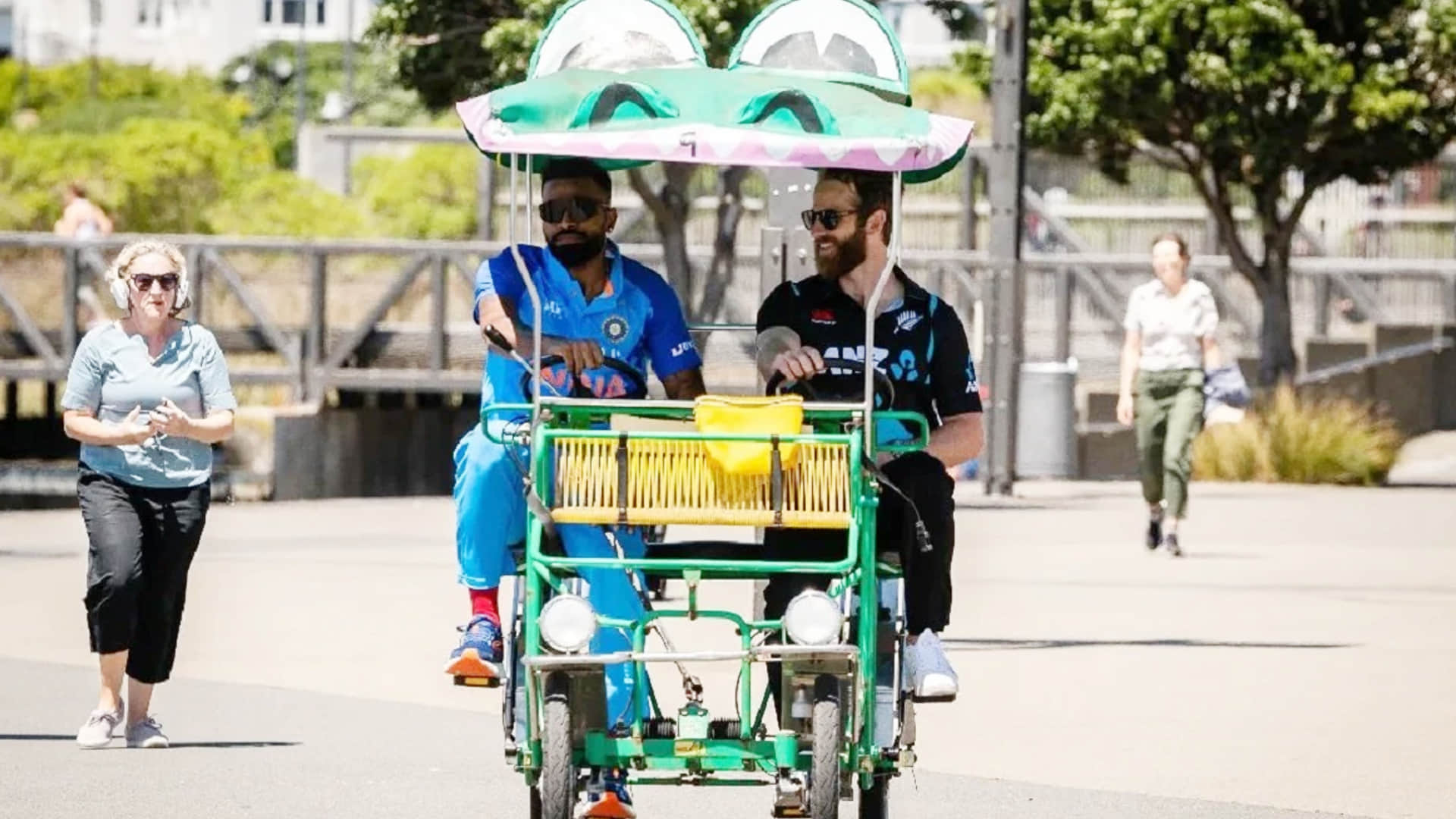India vs New Zealand T20 Series Hardik Pandya and Kane Williamson in Rickshaw Photoshoot News in Hindi