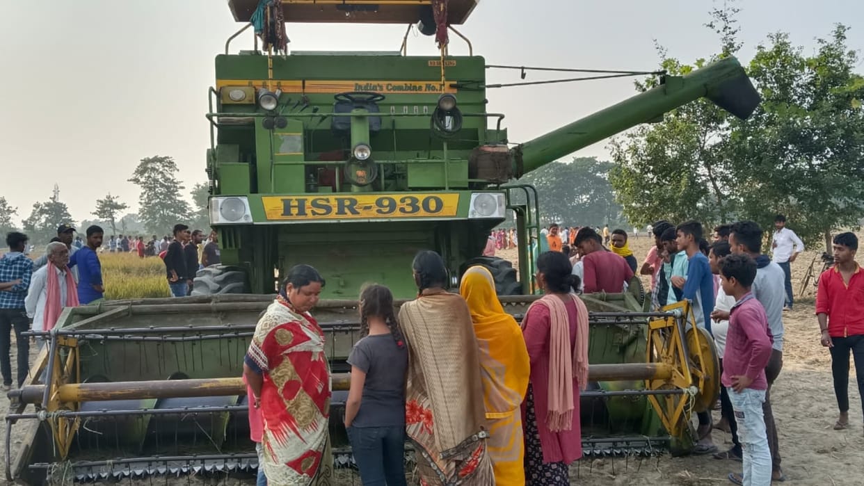 Two girls died after being hit by combine while harvesting paddy crop
