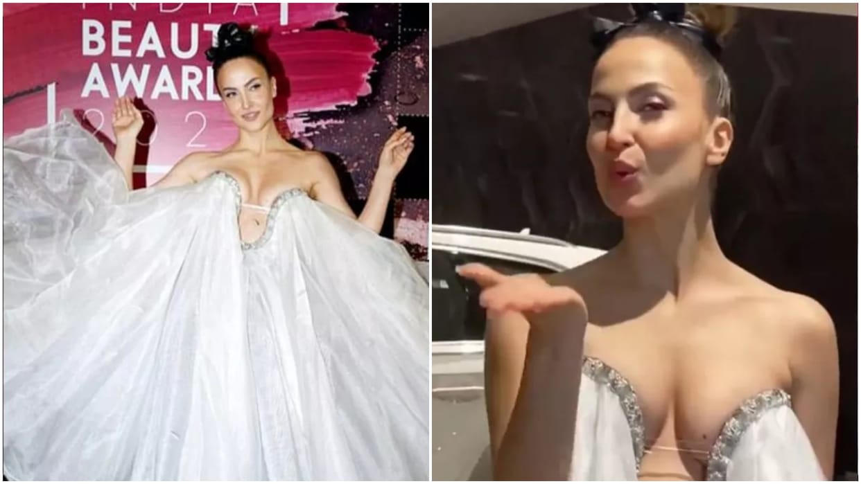 Elli Avrram Trolled for her dress at an event, user said its designer can only be Urfi Javed