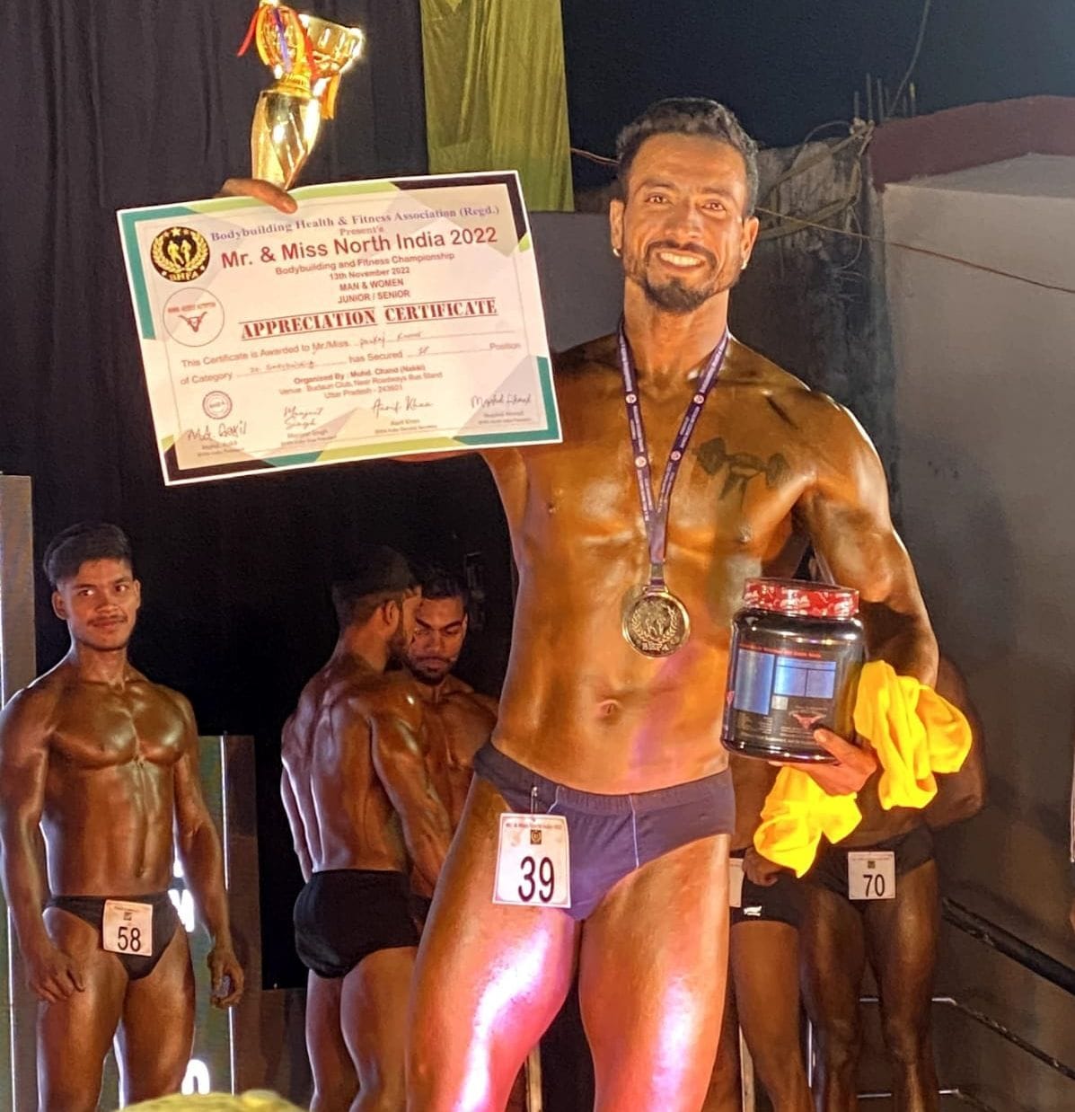 Pankaj won gold medal in bodybuilding