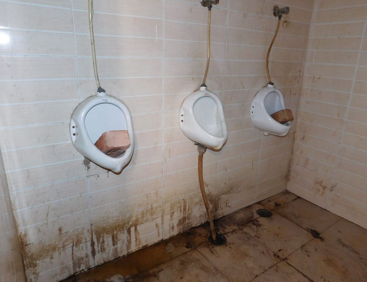 Somewhere the junk kept, somewhere the dirt ... These are the toilets of government offices