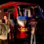 देवास के शिप्रा में बस पलट गई।