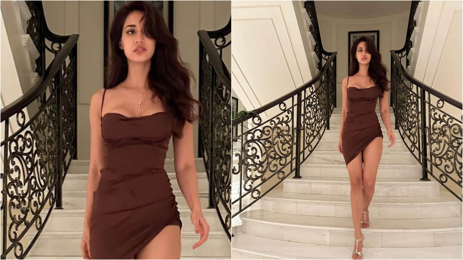 after pic viral with mistry man disha patani hot toned legs in little brown dress