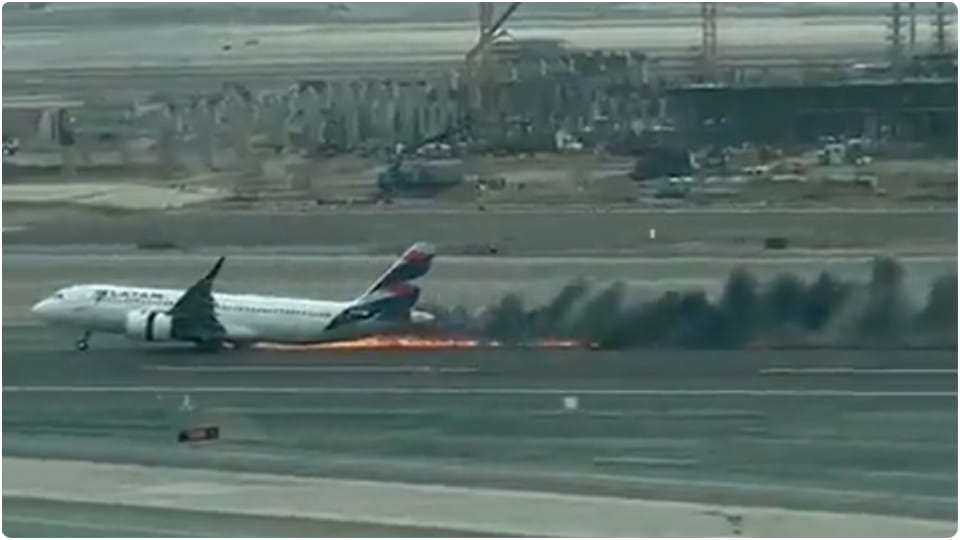 Video: LATAM Airlines plane collided with firetruck on runway, at peru Lima international airport