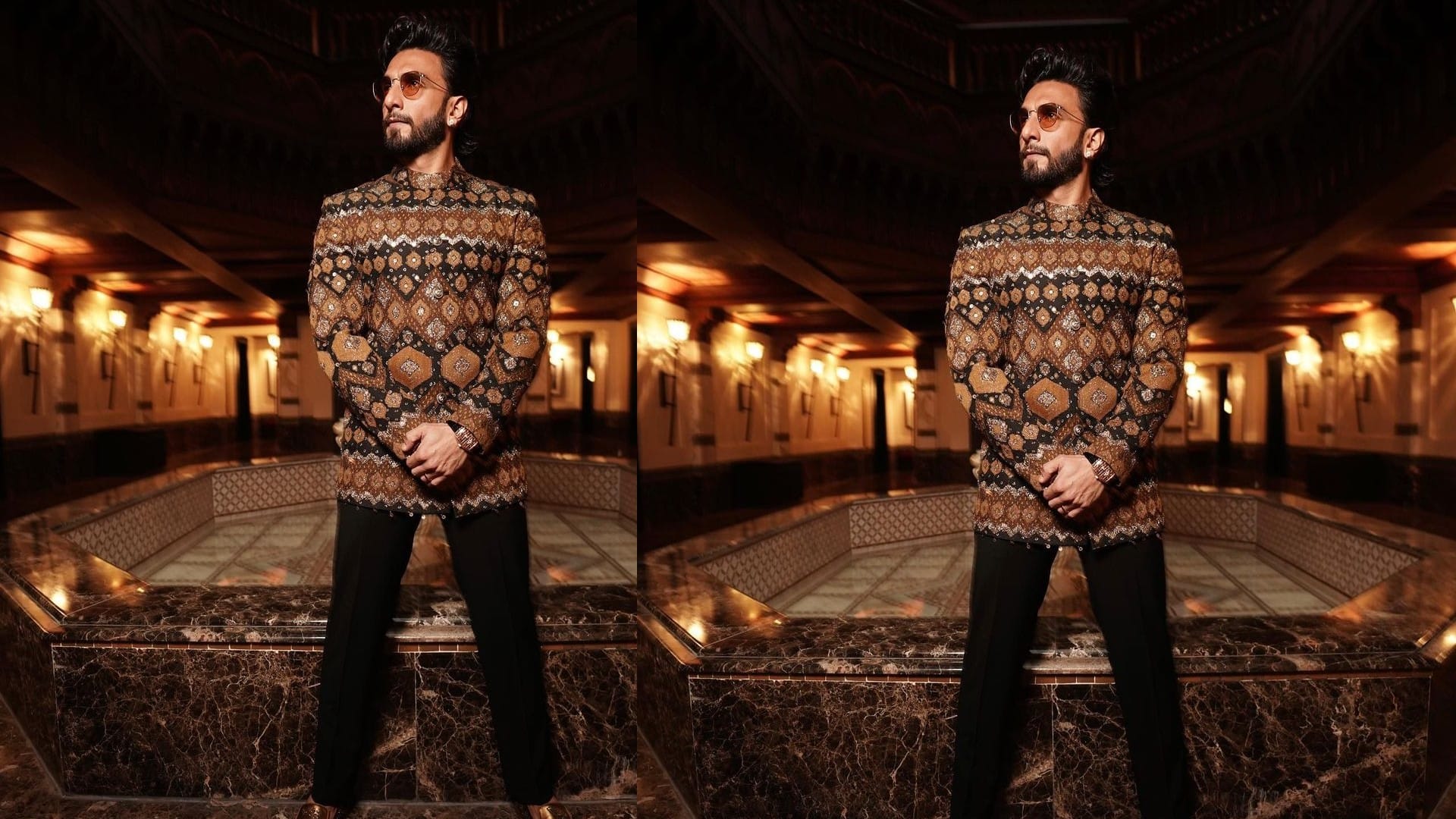 ranveer singh ode to india in marrakech film festival in floral sherwani